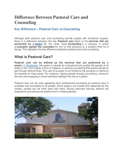 Pdf Difference Between Pastoral Care And Counseling Pdf