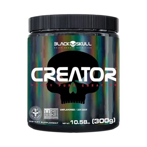 Creatina Monohidratada 100 Creator 300g Sem Sabor Black Skull