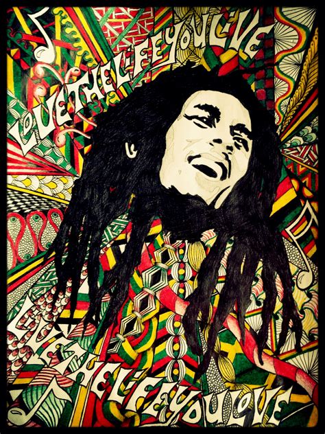 Bob Marley Rasta Jamaican Zentangle Bob Marley Art Bob Marley