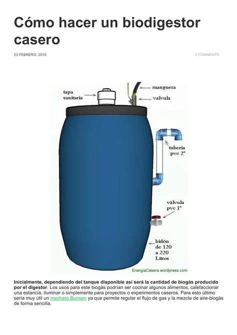 Cómo hacer un biodigestor casero