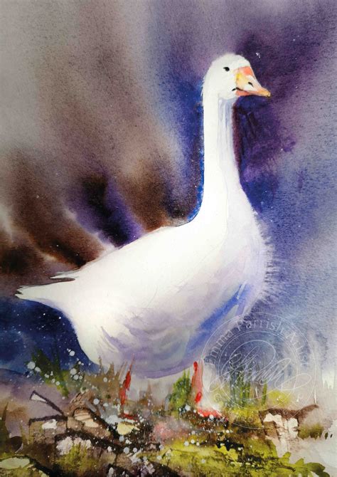 Goose Watercolor Painting Geese Art Print Hand Painted Etsy Uk