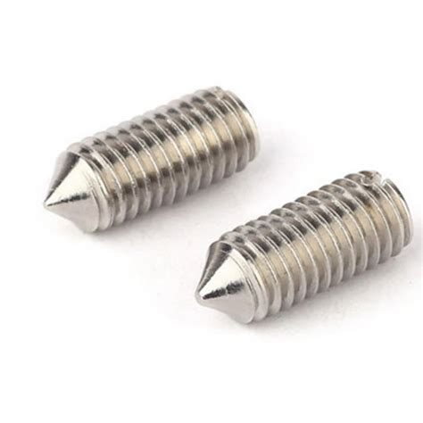 20PCS M6 304 Stainless Steel Metric Thread Cone Point Slotted Set Screw