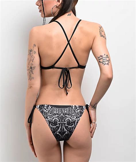 Affliction Vertibrate Black Bikini Bottom Zumiez