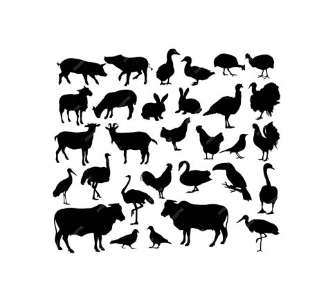 Premium Vector Farm Animal Silhouettes Art Vector Design