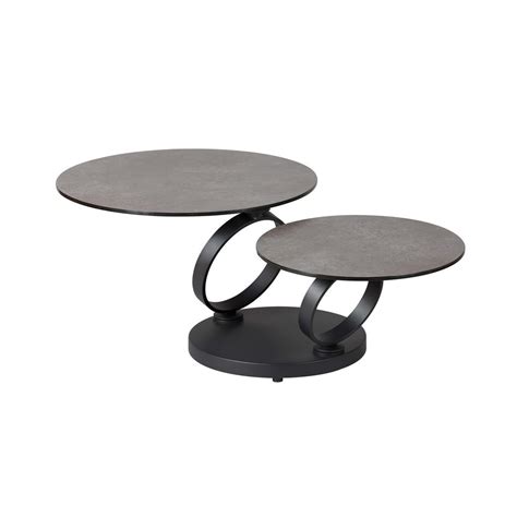 Table Basse Ronde Double Plateaux Pivotant En Verre Gris La Maison De