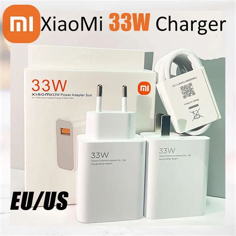 Оригинальное зарядное устройство Xiaomi 33 Вт EU US Быстрая Зарядка Тип ...