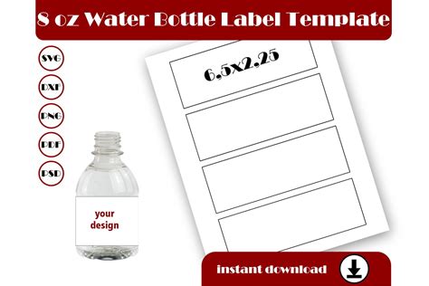 8oz Water Bottle Label Template Wrap Graphic by blacbidigital ...