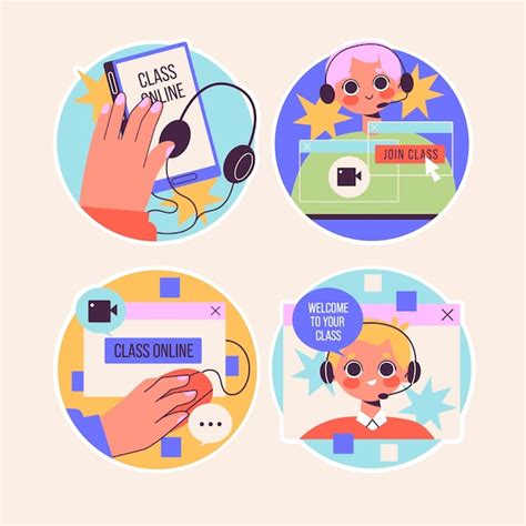 Free Vector Naive E Learning Stickers Collection