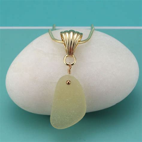 Golden Yellow Sea Glass Pendant | Rare | Genuine | Free Shipping