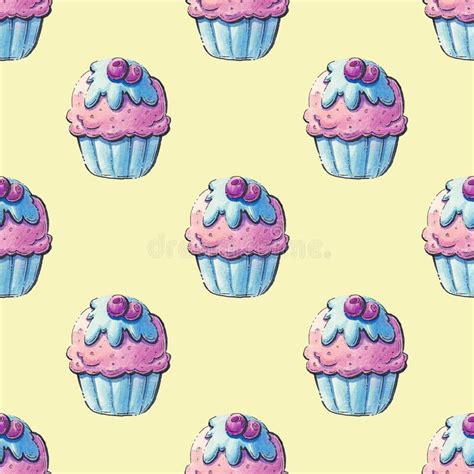 Watercolor Easter Cupcakes Stock Illustrations Watercolor Easter