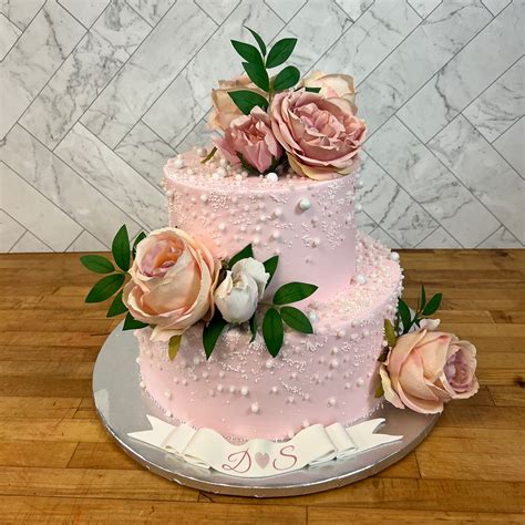 Pink Pearls Flower Cake Palermo Custom Cakes