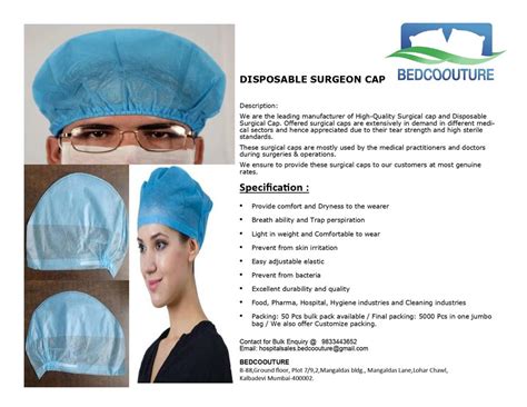 BEDCOOUTURE Polypropylene PP Disposable Surgeon Cap At Rs 1 00 Piece