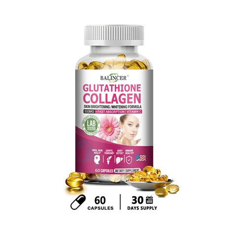 L Glutathione Skin Whitening Brightening Capsule Supplement Antioxidant