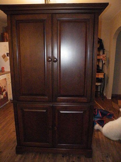 Repurposed Television Armoire Cabinet Into A Sideboard Painted White