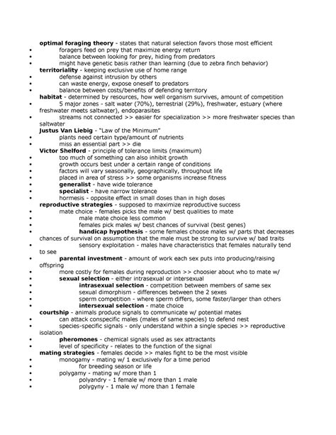 Chapter Notes Lecture Optimal Foraging Studocu