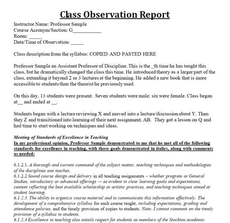 16 Classroom Observation Report Samples Pdf And Word Templates Show