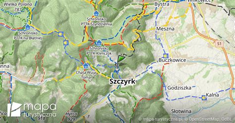 Szczyrk Sanktuarium mapa szlaków turystycznych mapa turystyczna pl