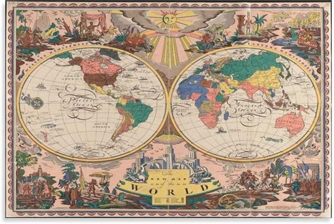 Amazon The New Map Of The World Double Hemisphere World Map