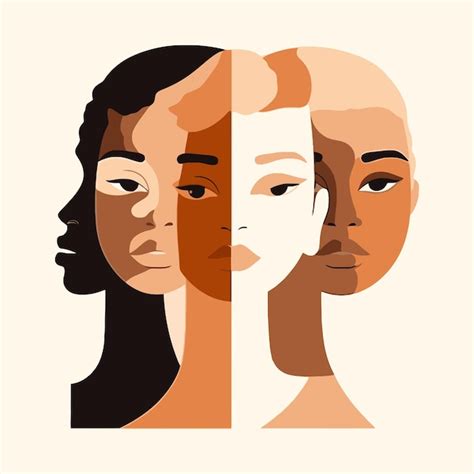 Premium Vector Abstract Woman Art In Different Skin Hair Colors