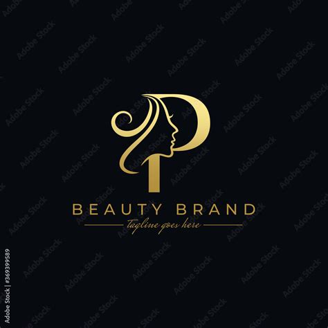 Letter P Beauty Face, Hair Salon Logo Design Stock Vector | Adobe Stock