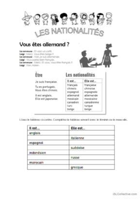 Nationalit Fran Ais Fle Fiches Pedagogiques Pdf Doc