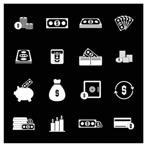 Black Money Icons Set Stock Vector Image By ©huhulin 12600980