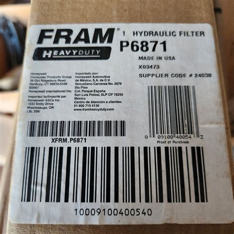 New Genuine Fram Hydraulic Oil Filter P6871 Ebay