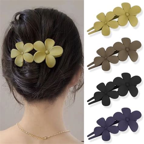 Amazon 4 Pcs Matte Floral Hair Accessories Non Slip Claw Clips