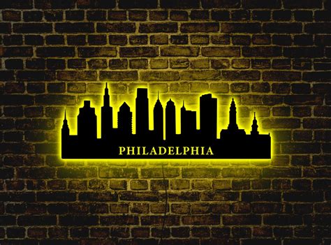 Philadelphia Neon Sign,philadelphia Skyline Led Sign,philadelphia Wall ...