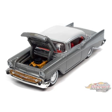 Chevy Bel Air Hardtop In Inca Silver And White Racing Champions