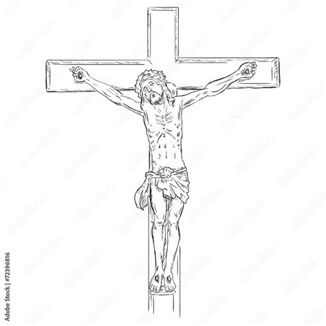 Vector Sketch Crucifix Jesus On The Cross Stock Vector Adobe Stock