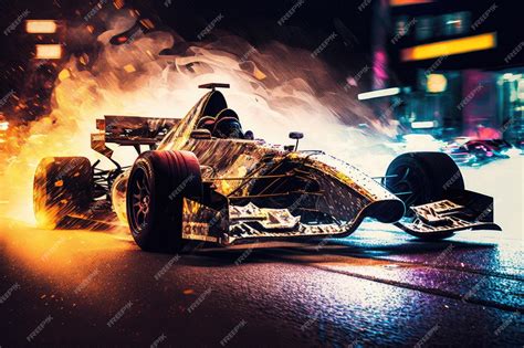 Premium Photo | Night street race car speed racing double exposure