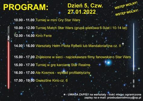 Przebudzenie Mocy w Ostródzie SZCZEGÓŁOWY PROGRAM CENTRUM KULTURY w