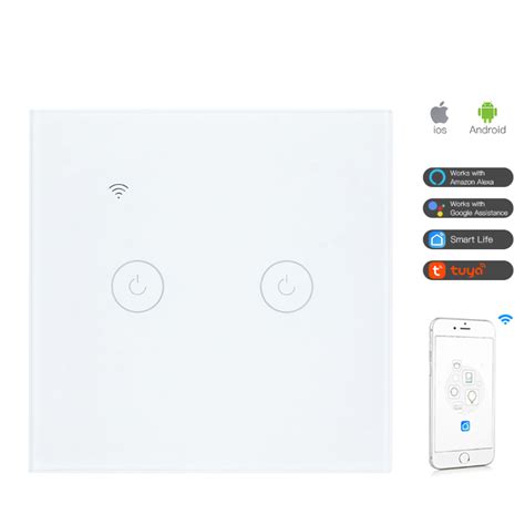 Smart Wifi Wall Touch Switch 2 Gang Glass Panel Light Switch