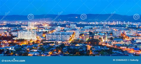 Krasnoyarsk Aerial Panoramic View Stock Image Image Of Town Hills