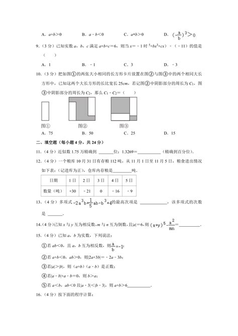 2023 2024学年浙江省杭州市下城区采荷中学七年级（上）期中数学试卷（无答案） 21世纪教育网