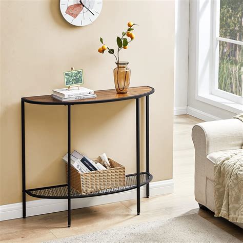 Saygoer Console Table 2 Tier Narrow Entryway Table With Storage Half Moon Sofa Couch Table Mid