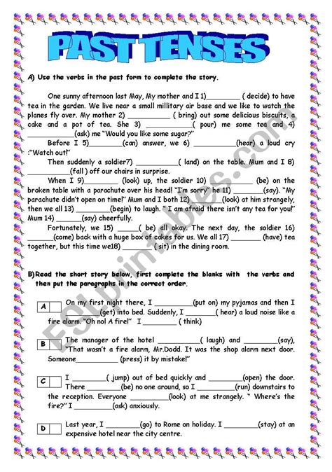 Past Tenses Esl Worksheet By Hvcn