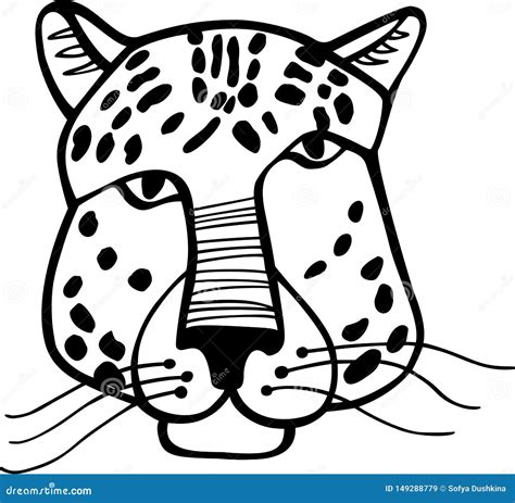 Cara Blanco Y Negro Del Leopardo Dibujo Lineal Ilustraci N Del Vector