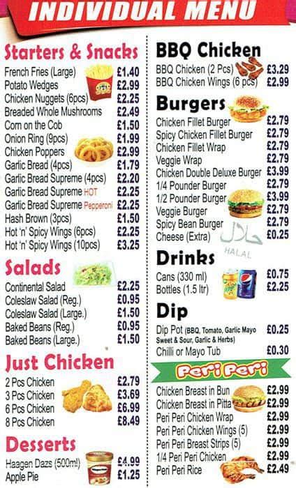 Menu At Fancy Peri Peri London