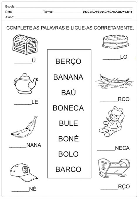 Palavras Com A Letra B - Atividades com a letra B - Atividades prontas para imprimir