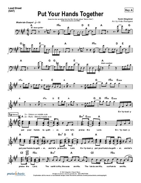 Put Your Hands Together Sheet Music Pdf Ron Kenoly Praisecharts