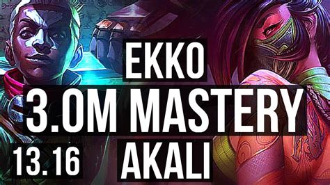 EKKO Vs AKALI MID 3 0M Mastery 9 1 5 800 Games Godlike Rank 14