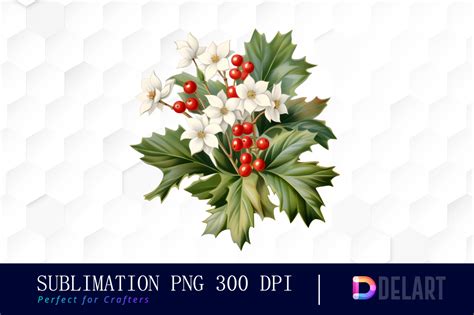 Watercolor Christmas Holly Berry Clipart Graphic by DelArt · Creative ...