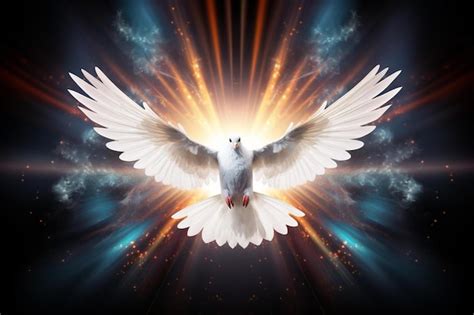 Una Paloma Con Un Halo De Luz En Su Espalda Y Las Palabras Paloma