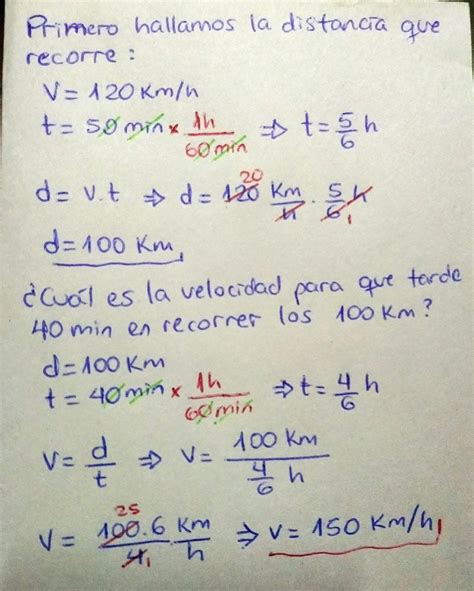 Un Coche Que Va A 120 Km H Tarda 50 Minutos En Llegar A Su Destino A