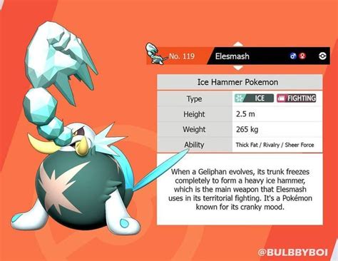 Bulbbyboi On Instagram Geliphan Just Evolved Meet Elesmash 🐘 ️💪 The Ice Hammer Pokémon