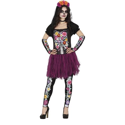 Skelet Halloween Kostuum Dames Tutu Bloemen Partywinkel