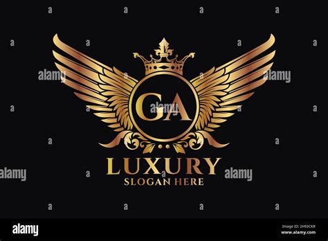 Luxury Royal Wing Letter Ga Crest Gold Color Logo Vector Victory Logo