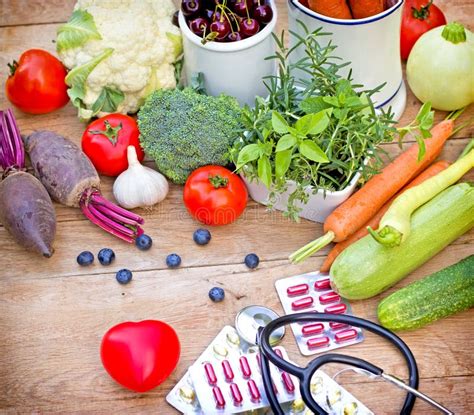 Concept Of A Healthy Diet With Supplements Stock Photo Image Of
